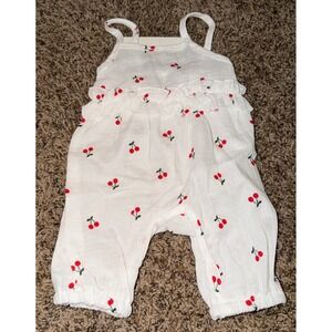 Unbranded Baby Girl White Cherry Pattern Muslin Romper 1-3 Months (NWT)